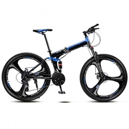 JXJ Folding Bike JXJ Mountain Bike 26 Inch High Carbon Steel Folding Bicycle Dual Disc Brakes Full Suspension Mtb Bikes with 21 / 24 / 27 / 30 Speed, for Adult Teens Men Women