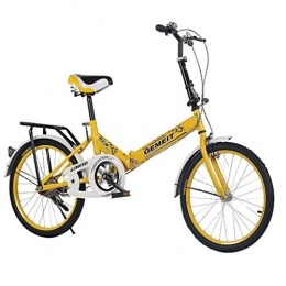 JXQ-N 20 Inch Foldable Bicycle Adult Bicycle Ladies Bike High Carbon Steel Frame Student Bike (Yellow)
