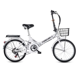 JYCCH Bike JYCCH 7 Speed Folding Bike for Adult Men And Women Teens, 20 Inch Mini Lightweight Foldable Bicycle for Student Office Worker Urban Environment (White)