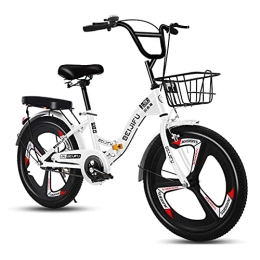 JYCCH Folding Bike JYCCH Adult Bicycle 16 / 18 / 20 / 22 Inches Foldable Bicycles for Men Woman, Carbon Steel Frame (White 22in)