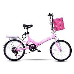 JYCCH Bike JYCCH Folding Bike Mini Lightweight City Foldable Bicycle, 20 Inch Compact Suspension Bike for Adult Men And Women Teens Student Office Worker Urban Environment (Pink)