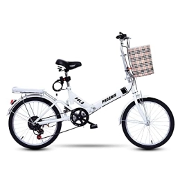 JYCCH Folding Bike JYCCH Folding Bike Mini Lightweight City Foldable Bicycle, 20 Inch Compact Suspension Bike for Adult Men And Women Teens Student Office Worker Urban Environment (White)