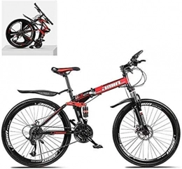 JYD Folding Bike JYD 26 inch folding mountain bikes, frames made of steel with a high carbon content, double shock absorption 21 / 24 / 27 / 30 speed Variable, All Terrain Quick Foldable 7-14, B, 27 speed