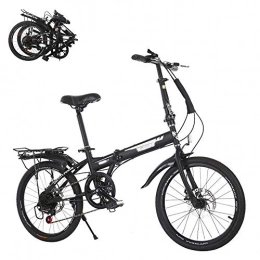 JYTFZD Bike JYTFZD WENHAO Folding Adult Bicycle, 6-speed Variable Speed 20-inch Fast Folding Bicycle, Front and Rear Double Disc Brakes, Adjustable Breathable Seat, High-strength Body (Color : Black)