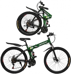JZTOL Folding Bike JZTOL 26 Inch Mountain Bike Folding Bikes Cruiser Bicycles Non-Slip Bike With 21 Speed，Dual Disc Brakes Full Suspension For Adults Men & Women (Color : Green)