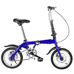 KANULAN Folding Bike KANULAN Blue Bicycle Mountain Bike Variable Speed Folding Bike Thickened High Carbon Steel Frame, Adjustable Saddle, Handlebar, Wear-resistant Tires T(Size:16 inches)