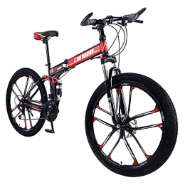 KANULAN Bike KANULAN Mountain Bike 27 Speeds Red Bikes, Fast Folding Ergonomic Lightweight, Anti Slip Wear Resistant, For Men Or Women, With Wheel Dual T