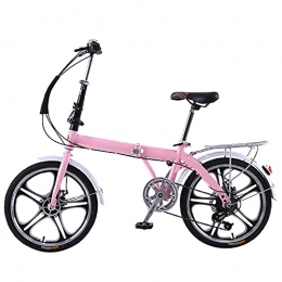 KANULAN Folding Bike KANULAN Mountain Bike 7 Speed Folding Bike Pink Dual Suspension Wheel, Height Adjustable Seat, For Mountains And Roads, And Save Space Better T