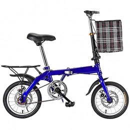 KANULAN Folding Bike KANULAN Mountain Bike Blue Bicycle Variable Speed Folding Bike, Adjustable Saddle, Handlebar, Wear-resistant Tires With Basket, Thickened High Carbon Steel Frame T(Size:20 inches)