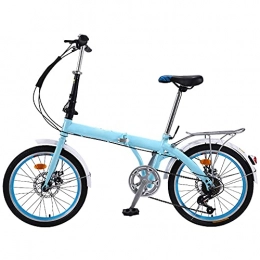 KANULAN Folding Bike KANULAN Mountain Bike Blue Bike Adjustable Seat, Folding Bike, For Mountains And Roads Outdoor Garden, Balance ​Training ​Wheel, Suitable 7 Speed T
