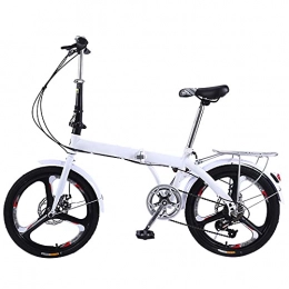 KANULAN Bike KANULAN Mountain Bike Folding Bike White 7 Speed Wheel Dual Suspension, Height And Save Space Better Adjustable Seat For Mountains And Roads B T