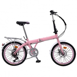 KANULAN Bike KANULAN Mountain Bike Pink Folding Bike Suitable 7 Speed, Wheel Dual Suspension, Height And Save Space Better, For Mountains And Roads Adjustable Seat T