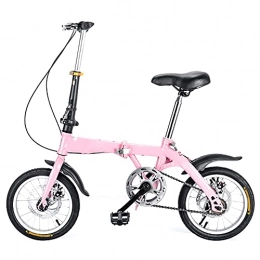 KANULAN Bike KANULAN Mountain Bike Variable Speed Folding Bike, Pink Bicycle Adjustable Saddle, Handlebar, Wear-resistant Tires, Thickened High Carbon Steel Frame T(Size:16 inches)