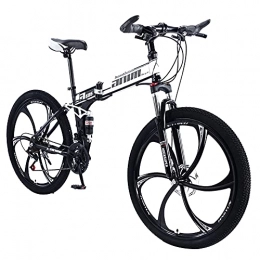 KANULAN Folding Bike KANULAN Mountain Bike White 27 Speeds Bikes, Fast Folding Ergonomic Lightweight, With Anti Slip Wear Resistant, For Men Or Women Wheel Dual Bike Sport T