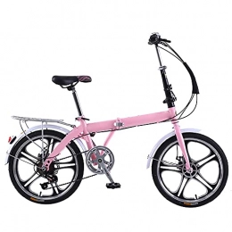 KANULAN Folding Bike KANULAN Pink Mountain Bike Folding Bike, Height Adjustable Seat, For Mountains And Roads, And Save Space Better Like, 7 Speed Dual Suspension Wheel T