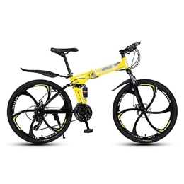 Kays Folding Bike Kays 26 In Wheel Mens Adults Mountain Bike 21 Speed Folding Carbon Steel Frame With Dual-disc Brakes(Size:21 Speed, Color:Yellow)