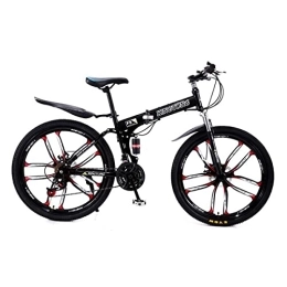 Kays Folding Bike Kays 26 Inch Foldable Mountain Bike Carbon Steel 21 Speeds With Shock-absorbing Front Fork Foldable Men MTB Bicycle For Men Woman Adult And Teens, Multiple Colors(Color:Black)