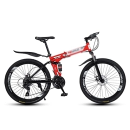Kays Folding Bike Kays 26 Inch Folding Mountain Bike 21 / 24 / 27 Speed High-Tensile Carbon Steel Frame MTB Dual Disc Brake Mountain Bicycle For Men And Women(Size:27 Speed, Color:Red)