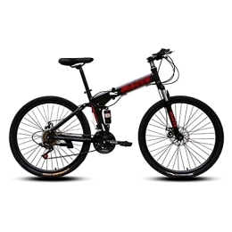 Kays Folding Bike Kays 26 Inch Mountain Bike Folding With Carbon Steel Frame 21 / 24 / 27 Speed Mountain Bicycle With Mechanical Disc Brake And Lockable Suspension Fork(Size:21 Speed, Color:Black)
