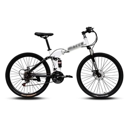 Kays Folding Bike Kays 26 Inch Mountain Bike Folding With Carbon Steel Frame 21 / 24 / 27 Speed Mountain Bicycle With Mechanical Disc Brake And Lockable Suspension Fork(Size:21 Speed, Color:White)