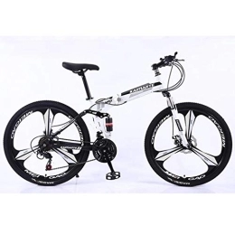 Kays Folding Bike Kays Foldable Women / Men 26”Mountain Bicycle 21 / 24 / 27 Speeds Carbon Steel Frame Full Suspension Disc Brake (Color : White, Size : 27speed)