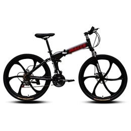 Kays Folding Bike Kays Folded Mountain Bike Steel Frame 21 / 24 / 27 Speed 26 Inch Wheels Dual Suspension Bicycle Suitable For Men And Women Cycling Enthusiasts(Size:21 Speed, Color:Black)