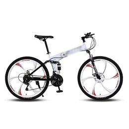 Kays Folding Bike Kays Folded Mountain Bike Steel Frame 21 / 24 / 27 Speed 26 Inch Wheels Dual Suspension Bicycle Suitable For Men And Women Cycling Enthusiasts(Size:21 Speed, Color:White)