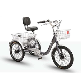 Kays Folding Bike Kays Folding Adult Tricycles 7 Speed Foldable Adult Trikes 3 Wheel Bikes With Low Step-Through With Basket For Seniors Women Men(Size:Grey)
