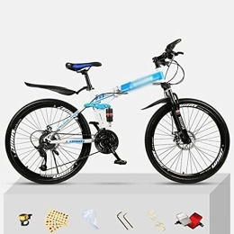 Kays Folding Bike Kays Folding Bikes 26 Inch Wheels Mountain Bicycle Carbon Steel Frame 21 / 24 / 27 Speeds With Disc Brake, Front Suspension Fork(Size:21 Speed, Color:Blue)