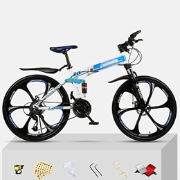 Kays Folding Bike Kays Folding Mountain Bike 21 / 24 / 27 Speed 26 Inches Wheels Dual Disc Brake Steel Frame MTB Bicycle For Men Woman Adult And Teens(Size:24 Speed, Color:Blue)