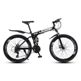 Kays Bike Kays Folding Mountain Bike 21 / 24 / 27 Speed Carbon Steel Frame 26 Inches 3 Spoke Wheel Dual Suspension Bike For Boys Girls Men And Wome(Size:21 Speed, Color:Black)