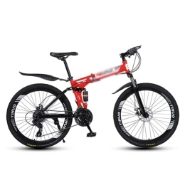 Kays Folding Bike Kays Folding Mountain Bike 21 / 24 / 27 Speed Carbon Steel Frame 26 Inches 3 Spoke Wheel Dual Suspension Bike For Boys Girls Men And Wome(Size:21 Speed, Color:Red)