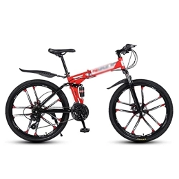 Kays Folding Bike Kays Folding Mountain Bike 21 Speed Bicycle 26 Inches Mens MTB Disc Brakes Bicycle For Adults Mens Womens(Size:21 Speed, Color:Red)