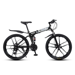 Kays Folding Bike Kays Folding Mountain Bike 21 Speed Bicycle 26 Inches Mens MTB Disc Brakes Bicycle For Adults Mens Womens(Size:24 Speed, Color:Black)
