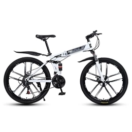 Kays Folding Bike Kays Folding Mountain Bike 21 Speed Bicycle 26 Inches Mens MTB Disc Brakes Bicycle For Adults Mens Womens(Size:24 Speed, Color:White)