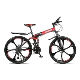 Kays Folding Bike Kays Folding Mountain Bike 26 Inch Wheels Bicycle Carbon Steel Frame 21 / 24 / 27 Speed MTB Bike With Daul Disc Brakes For Men Woman Adult And Teens(Size:21 Speed, Color:Red)