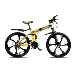 Kays Folding Bike Kays Folding Mountain Bike 26 Inch Wheels Bicycle Carbon Steel Frame 21 / 24 / 27 Speed MTB Bike With Daul Disc Brakes For Men Woman Adult And Teens(Size:21 Speed, Color:Yellow)