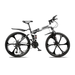 Kays Folding Bike Kays Folding Mountain Bike 26 Inch Wheels Bicycle Carbon Steel Frame 21 / 24 / 27 Speed MTB Bike With Daul Disc Brakes For Men Woman Adult And Teens(Size:24 Speed, Color:White)