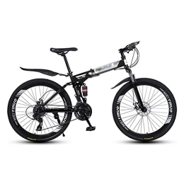Kays Folding Bike Kays Folding Mountain Bike 26 Inch Wheels With Double Shock Absorber Design 21 / 24 / 27 Speeds With Dual-disc Brakes For A Path, Trail & Mountains(Size:21 Speed, Color:Black)
