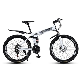 Kays Bike Kays Folding Mountain Bike 26 Inch Wheels With Double Shock Absorber Design 21 / 24 / 27 Speeds With Dual-disc Brakes For A Path, Trail & Mountains(Size:24 Speed, Color:White)