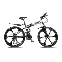 Kays Folding Bike Kays Folding Mountain Bike Carbon Fiber Mountain Bicycle 26" MTB Bicycle 21 / 24 / 27-Speed Dual Suspension With Lockable Shock-absorbing Front Fork(Size:21 Speed, Color:White)