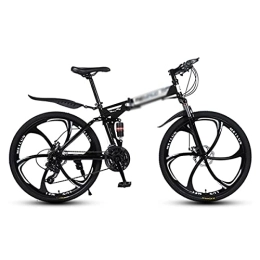 Kays Folding Bike Kays Folding Mountain Bike Dual-disc Brakes 21 / 24 / 27 Speed With Carbon Steel Frame For A Path, Trail & Mountain, Multiple Colors(Size:21 Speed, Color:Black)
