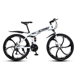 Kays Folding Bike Kays Folding Mountain Bike Dual-disc Brakes 21 / 24 / 27 Speed With Carbon Steel Frame For A Path, Trail & Mountain, Multiple Colors(Size:21 Speed, Color:White)