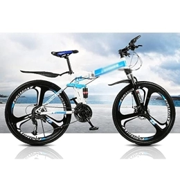 Kays Folding Bike Kays Folding Mountain Bike For Mens Womens Adults 21 / 24 / 27 Speeds Disc Brake Mountain Road Bicycles Carbon Steel Frame 26 Inches Wheel Mountain Bicycles(Size:24 Speed, Color:Blue)