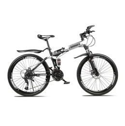 Kays Folding Bike Kays Folding Youth / Adult Mountain Bike Carbon Steel Frame And Dual Suspension, 26-Inch Wheels, 21 / 24 / 27-Speed(Size:21 Speed, Color:White)