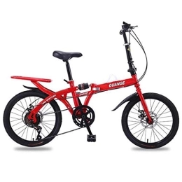 Kays Bike Kays Mountain Bike, 20'' Foldable Bicycles For Men / Women / Adult / Student Lightweight Carbon Steel Frame Damping With Backseat (Color : Red)