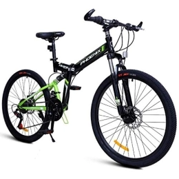 Kays Bike Kays Mountain Bike, 24 / 26 Inch Foldable Mountain Bicycles 24 Speeds Lightweight Carbon Steel Frame Disc Brake Front Suspension (Color : Green, Size : 26'')