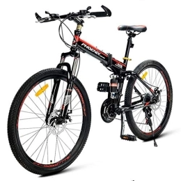 Kays Bike Kays Mountain Bike, 26" Foldable Women / Men Ravine Bike 21 Speeds MTB Carbon Steel Frame Disc Brake Dual Suspension (Color : Black)