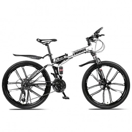 Kays Folding Bike Kays Mountain Bike, 26'' Inch Foldable Bicycles 21 / 24 / 27 Speeds Women / Men MTB Lightweight Carbon Steel Frame Full Suspension (Color : White, Size : 24speed)
