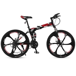 Kays Folding Bike Kays Mountain Bike, 26 Inch Foldable Hardtail Bicycles, Full Suspension And Dual Disc Brake, Carbon Steel Frame (Color : Red, Size : 24-speed)